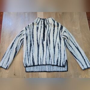 Anthropologie Black and White Fuzzy Turtleneck Sweater